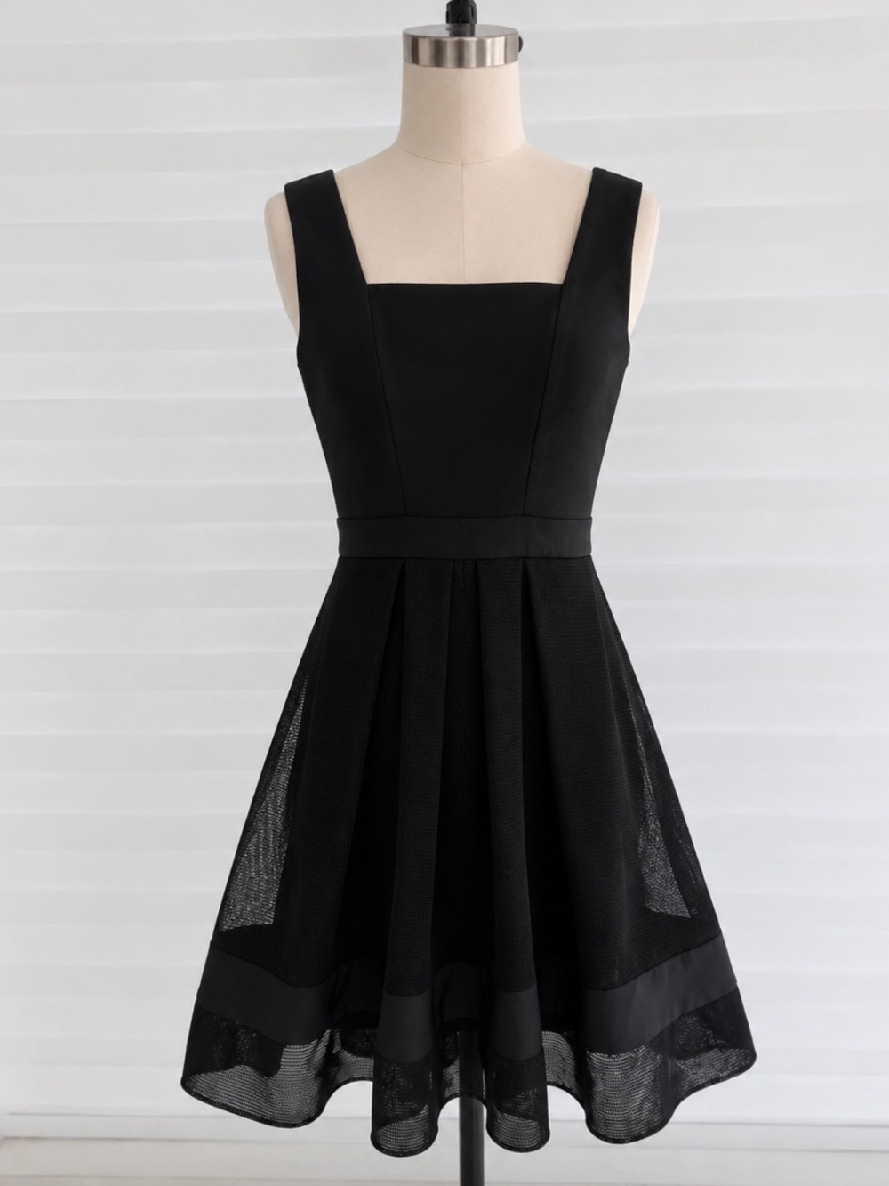 Alexis Black Square-Neck Midi Fit-and-Flare Dress